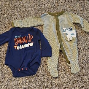 Blue and Green Bodysuit Set